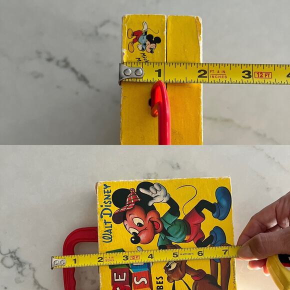 Disney Mickey Mouse Picture Cubes 12 Wood Blocks Puzzle Box Set 60s West Germany - Picture 13 of 13